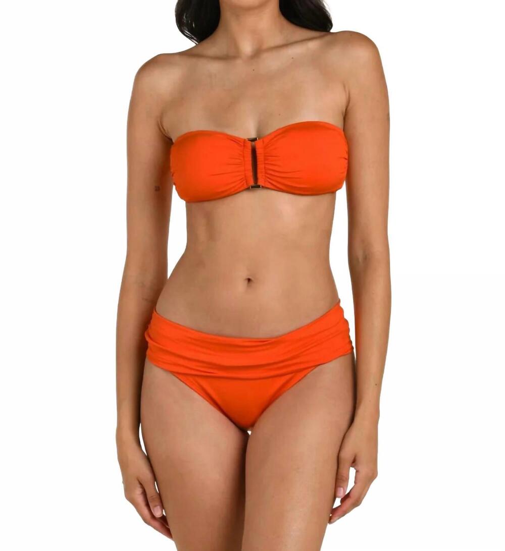 NEW LA BLANCA island goddess bandeau bikini top in tangelo